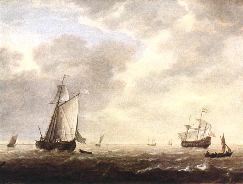 VLIEGER, Simon de A Dutch Man-of-war and Various Vessels in a Breeze r Sweden oil painting art